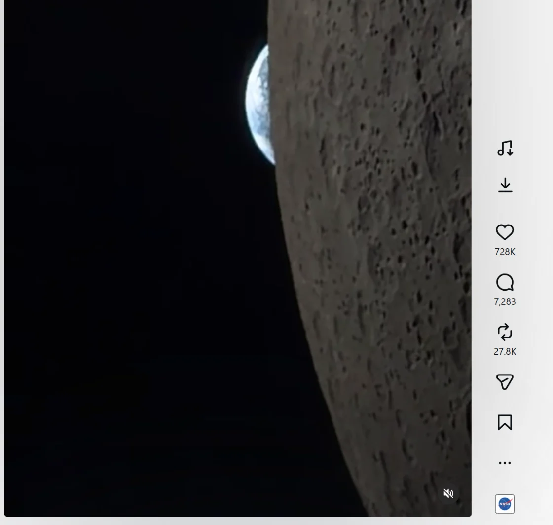Kipzo's audio and download buttons above the like button on an Instagram reel