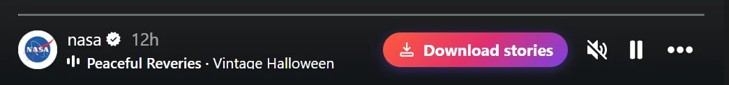 Kipzo's "Download stories" button in the Instagram story viewer header